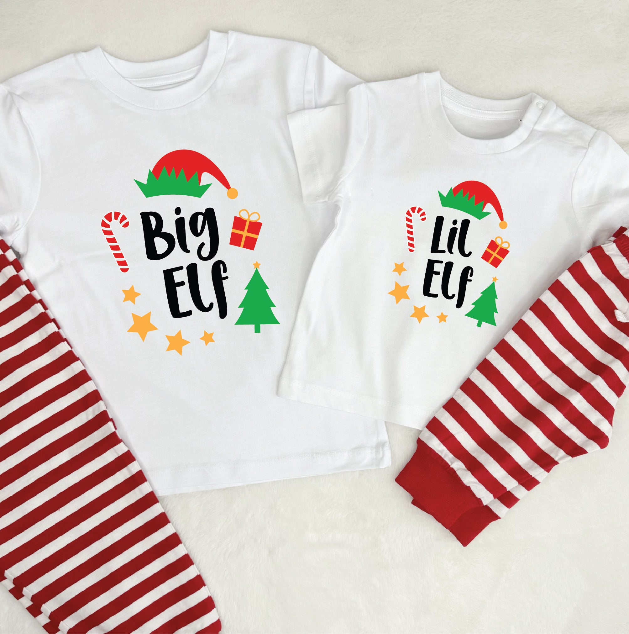 Big Elf Lil Elf Matching Sibling Christmas Pyjamas Lovetree Design