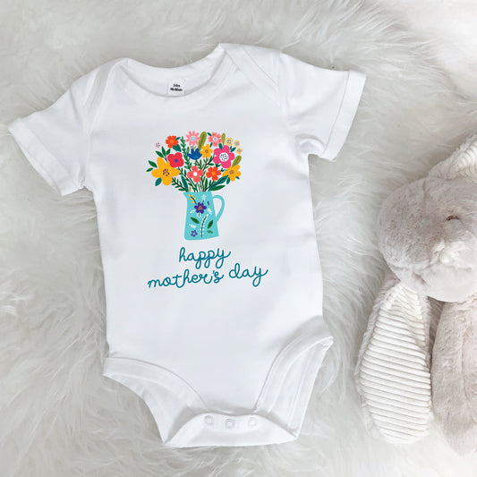 Happy Mother's Day Bouquet Of Flowers Babygrow