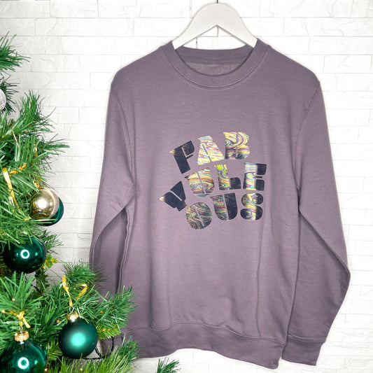 Metallic Fab Yule Us Lilac Christmas Jumper