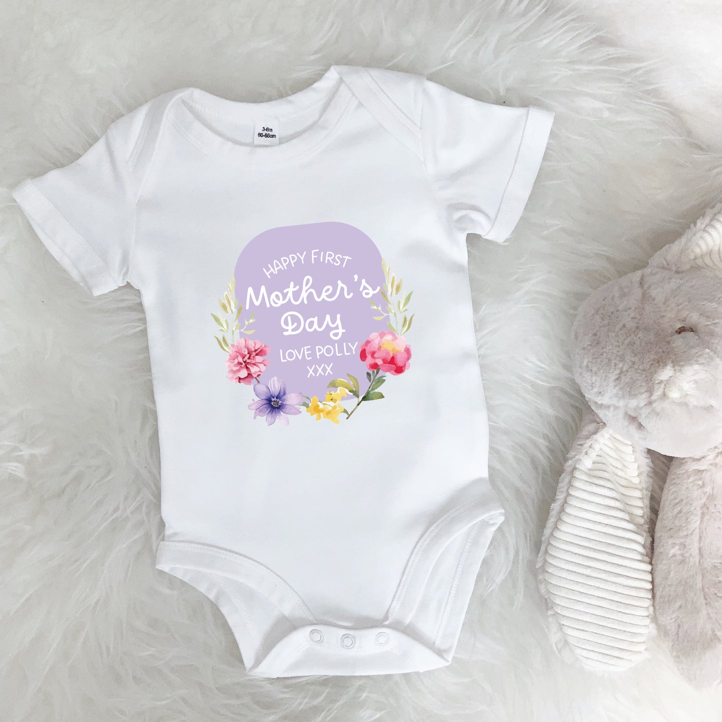 Personalised Happy First Mother's Day Floral Babygrow