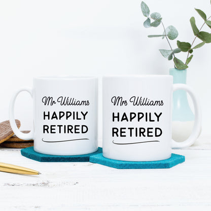 Personalised Happily Retired Retirement Mug