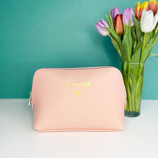 Personalised Name With Heart Make Up Bag