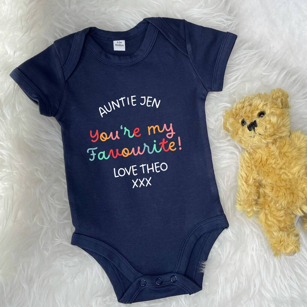 Auntie/Uncle Is My Favourite Personalised Bright Babygrow