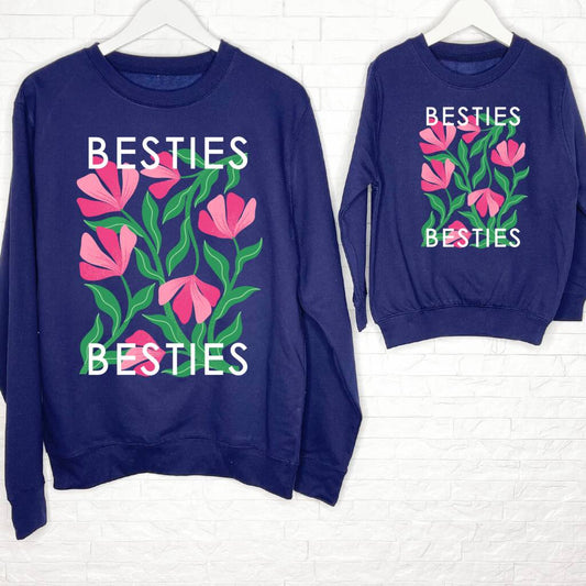 Besties Floral Mother And Child Sweatshirt Set