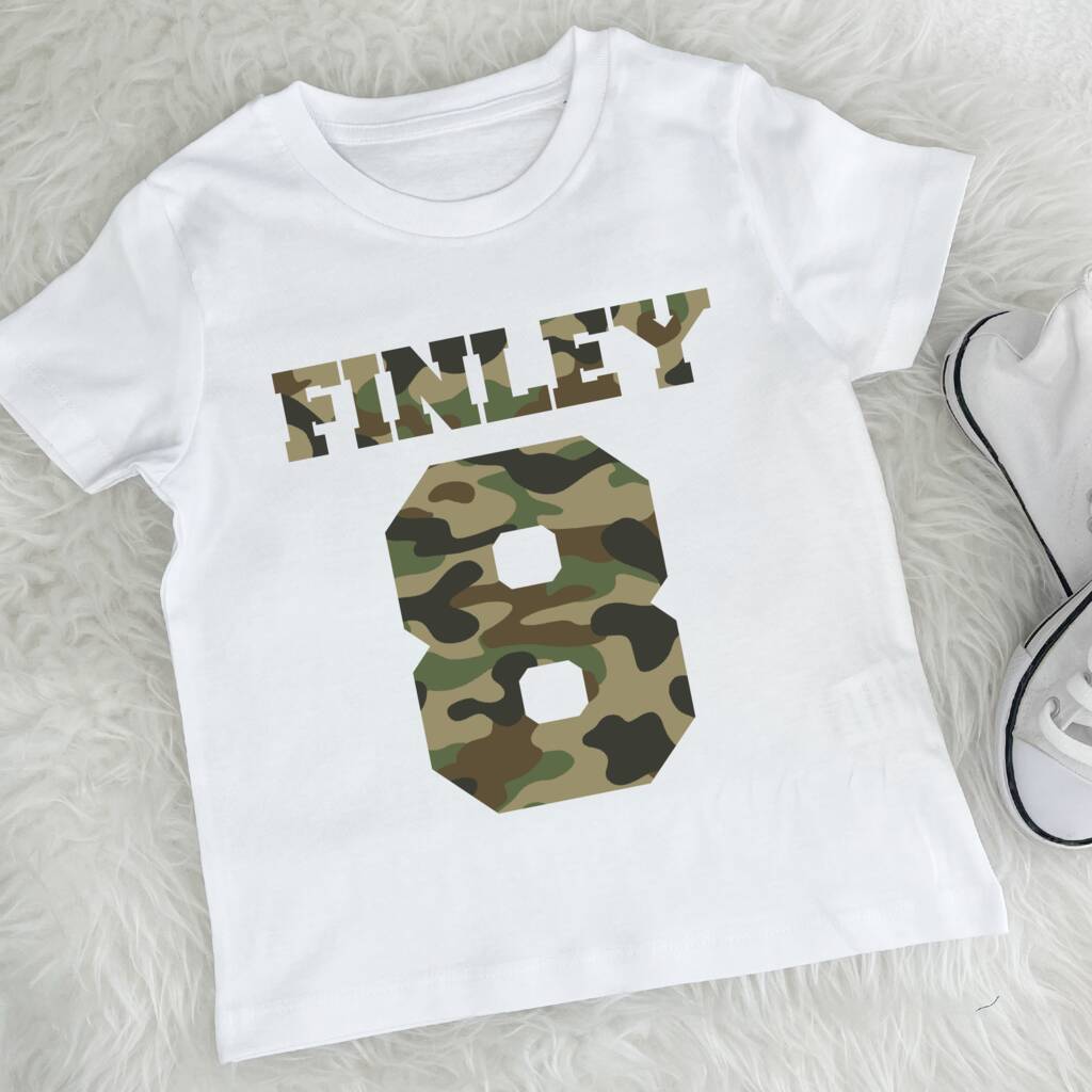 Camouflage Personalised Birthday T Shirt