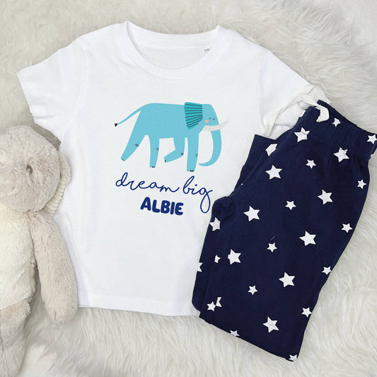 Dream Big Personalised Kids Elephant Pyjamas