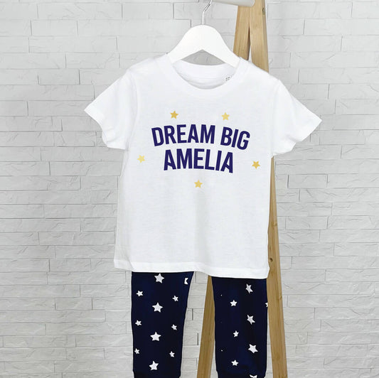 Dream Big Personalised Kids Star Pyjamas