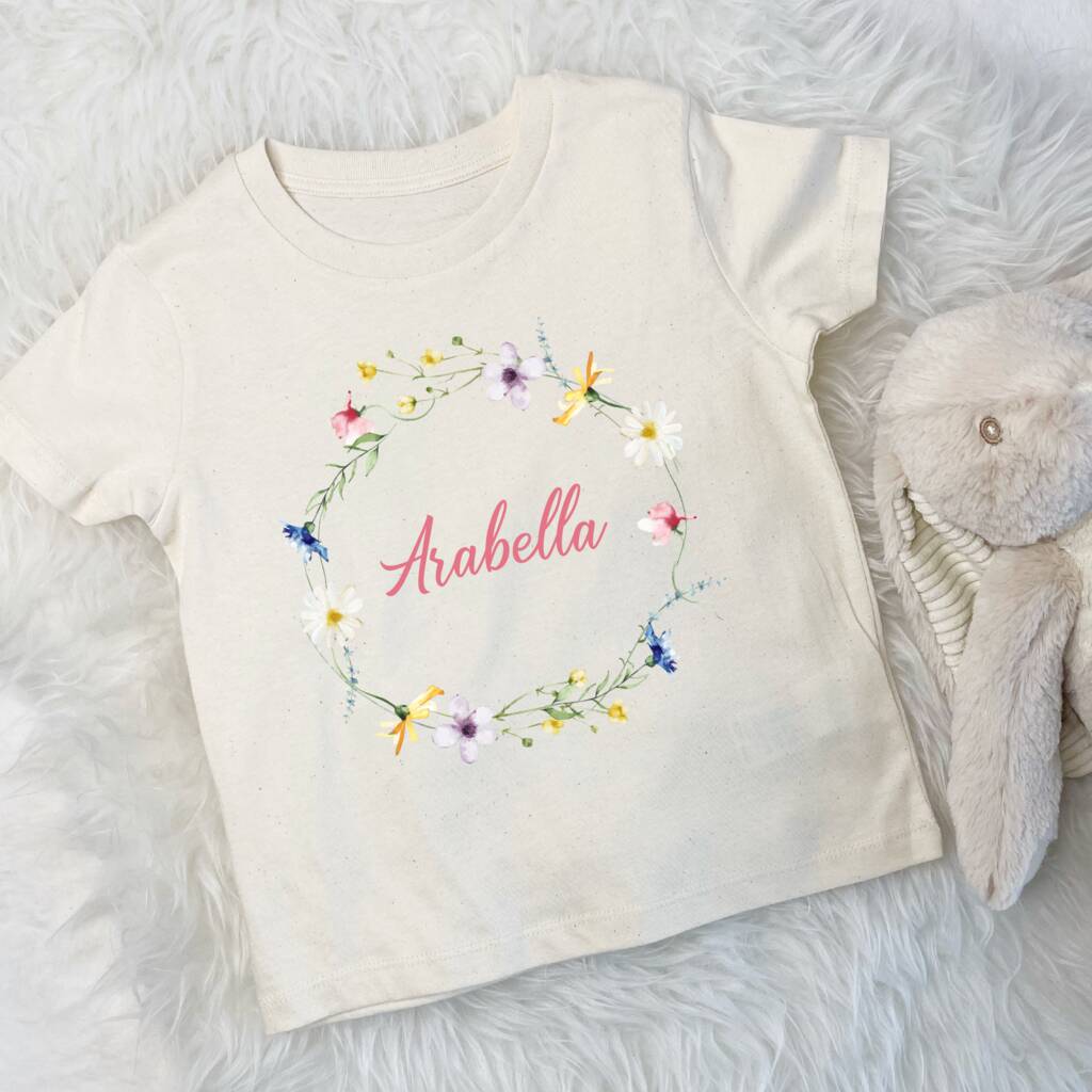 Floral Wreath Personalised Kids T Shirt