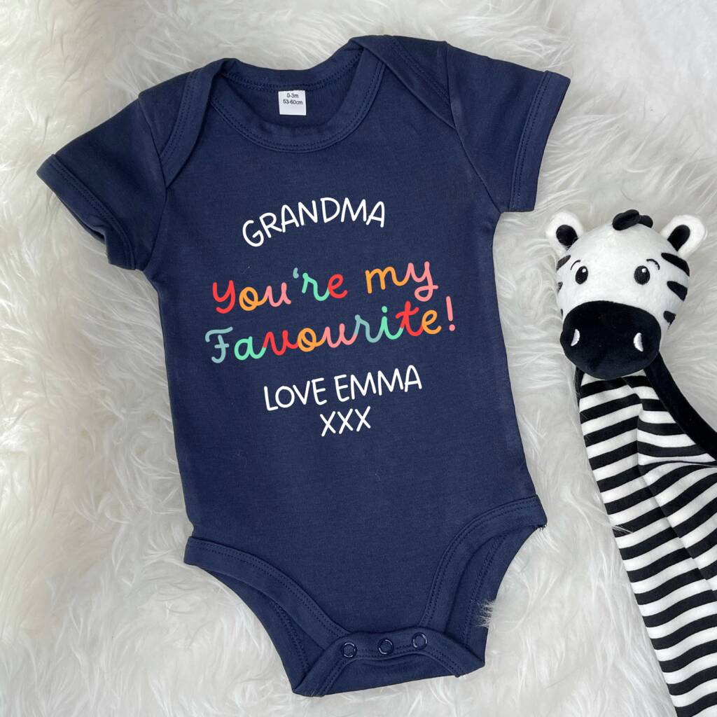 Granny/Grandad Is My Favourite Personalised Bright Babygrow