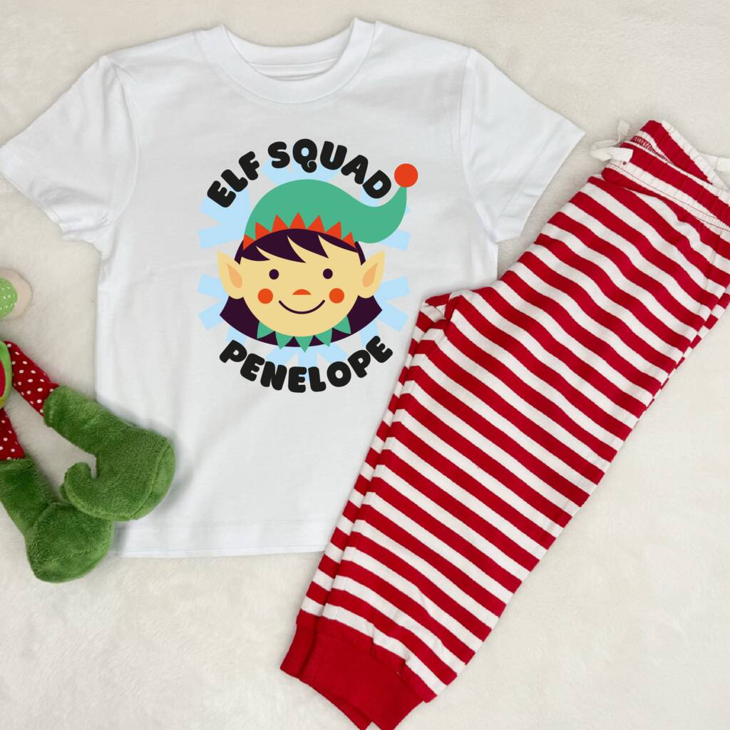 Very Elf Pyjamas Kids Personalised Elf Squad Christmas Pyjamas | Lovetree Design