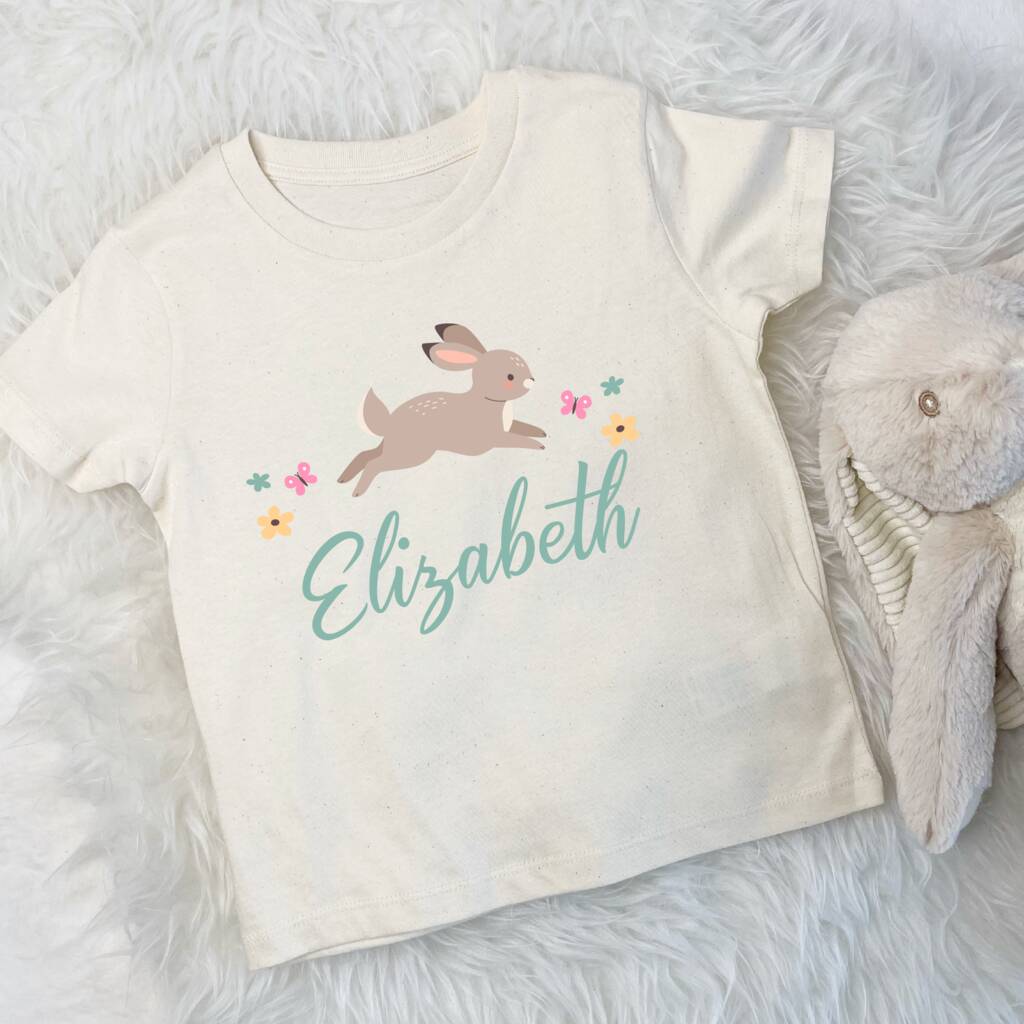Leaping Bunny Easter Personalised Kids T Shirt