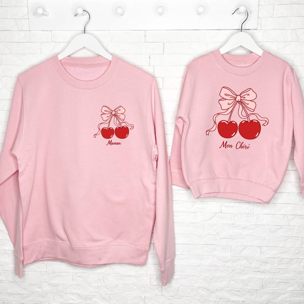 Maman Mon Cheri Matching Cherry Sweatshirt Set