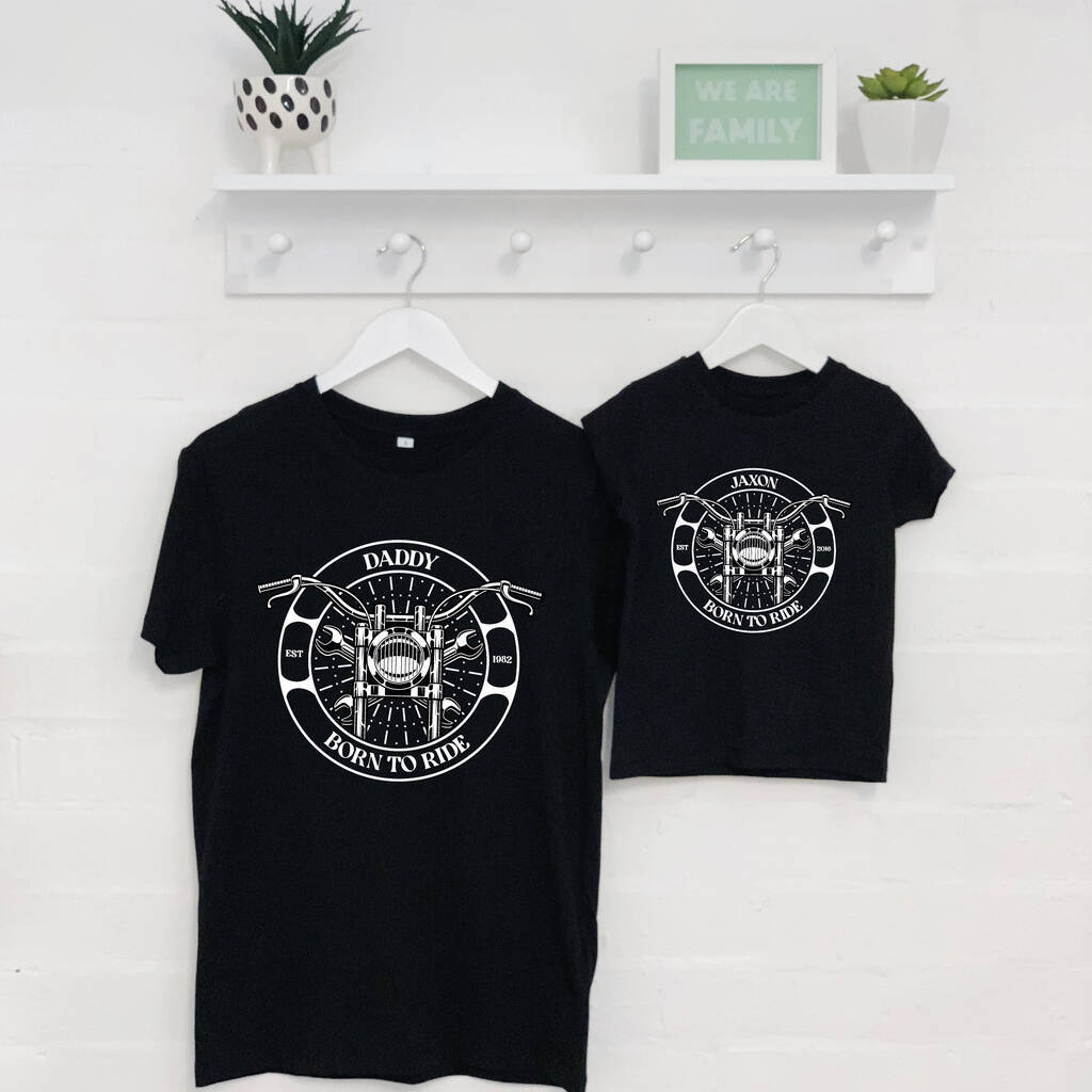 Father And Son Personalised Motorbike T Shirt Set