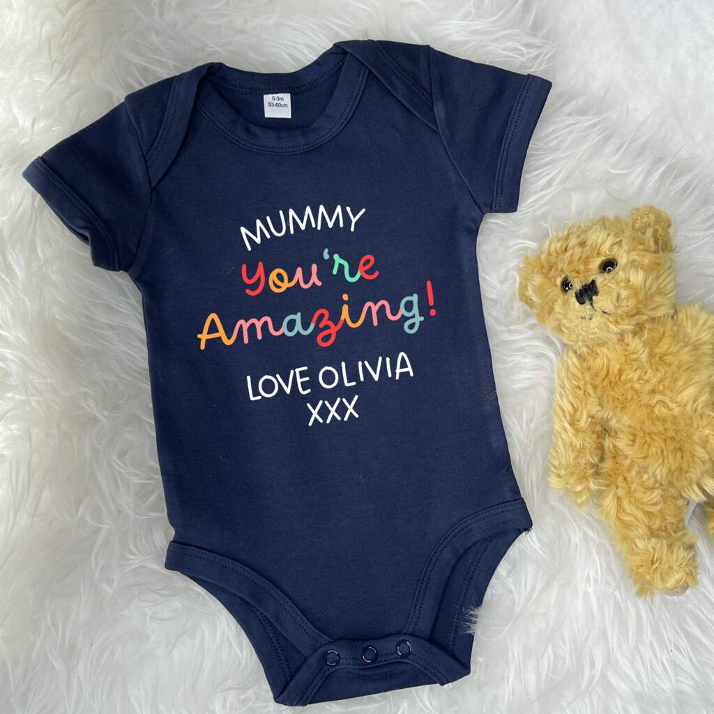 Mummy You're Amazing Personalised Bright Babygrow