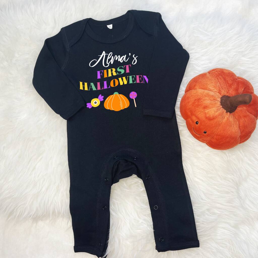 Personalised Bright First Halloween Babygrow