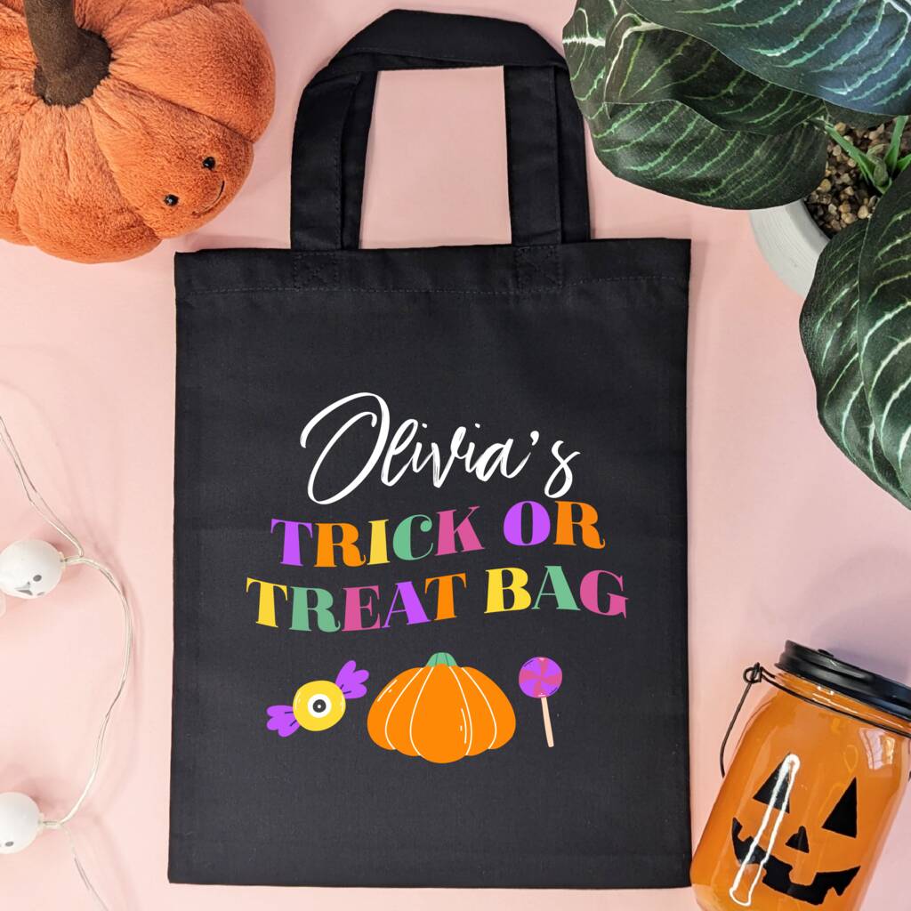 Personalised Bright Trick Or Treat Halloween Bag