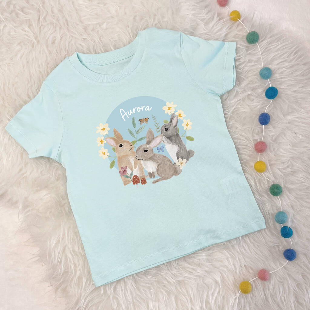 Personalised Easter Bunny Scene Egg Kids T Shirt