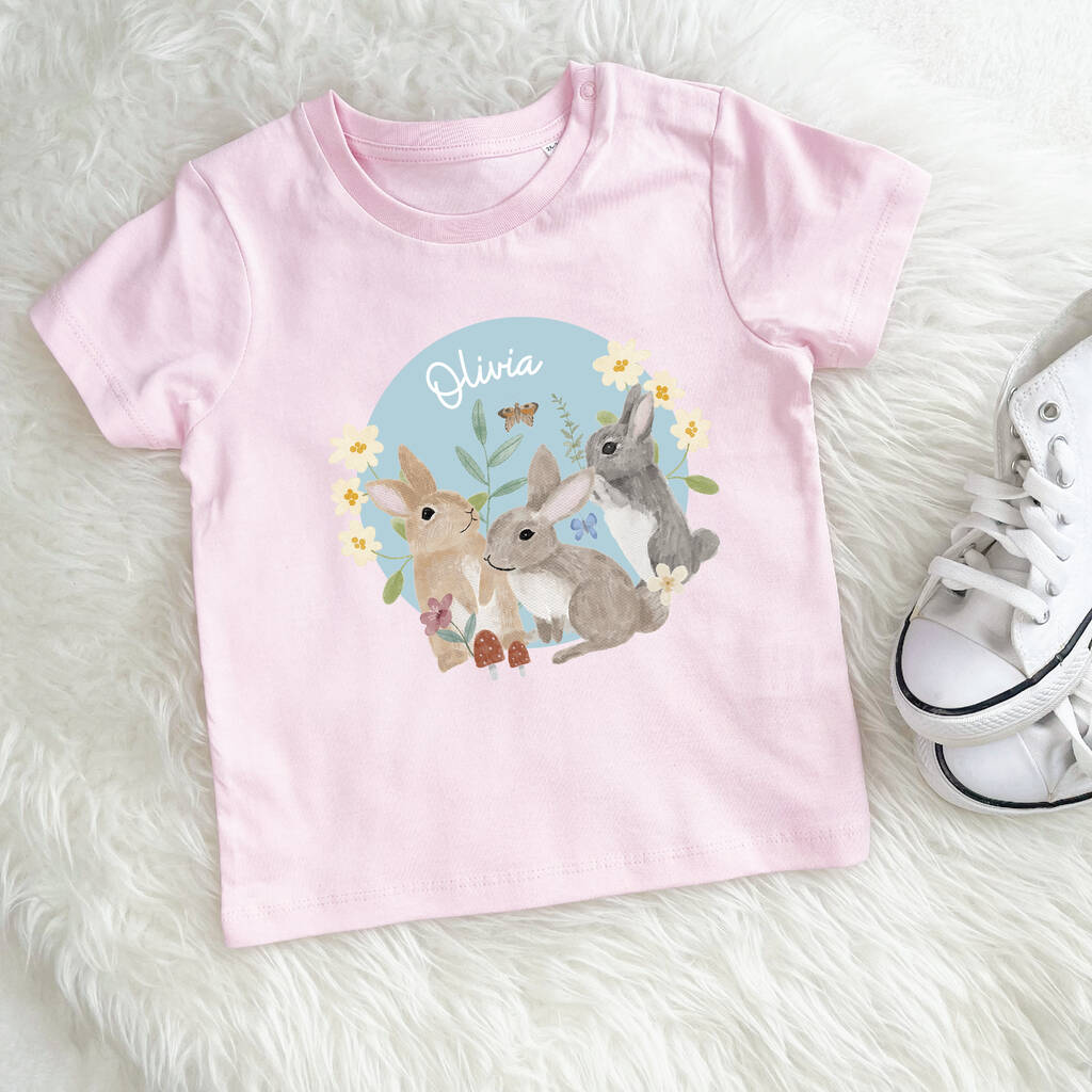 Personalised Easter Bunny Scene Egg Kids T Shirt