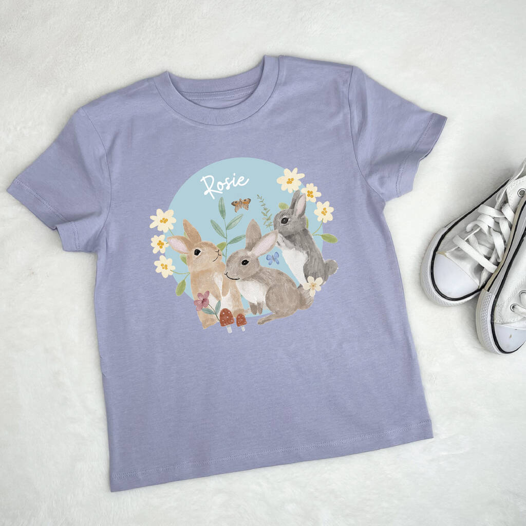 Personalised Easter Bunny Scene Egg Kids T Shirt