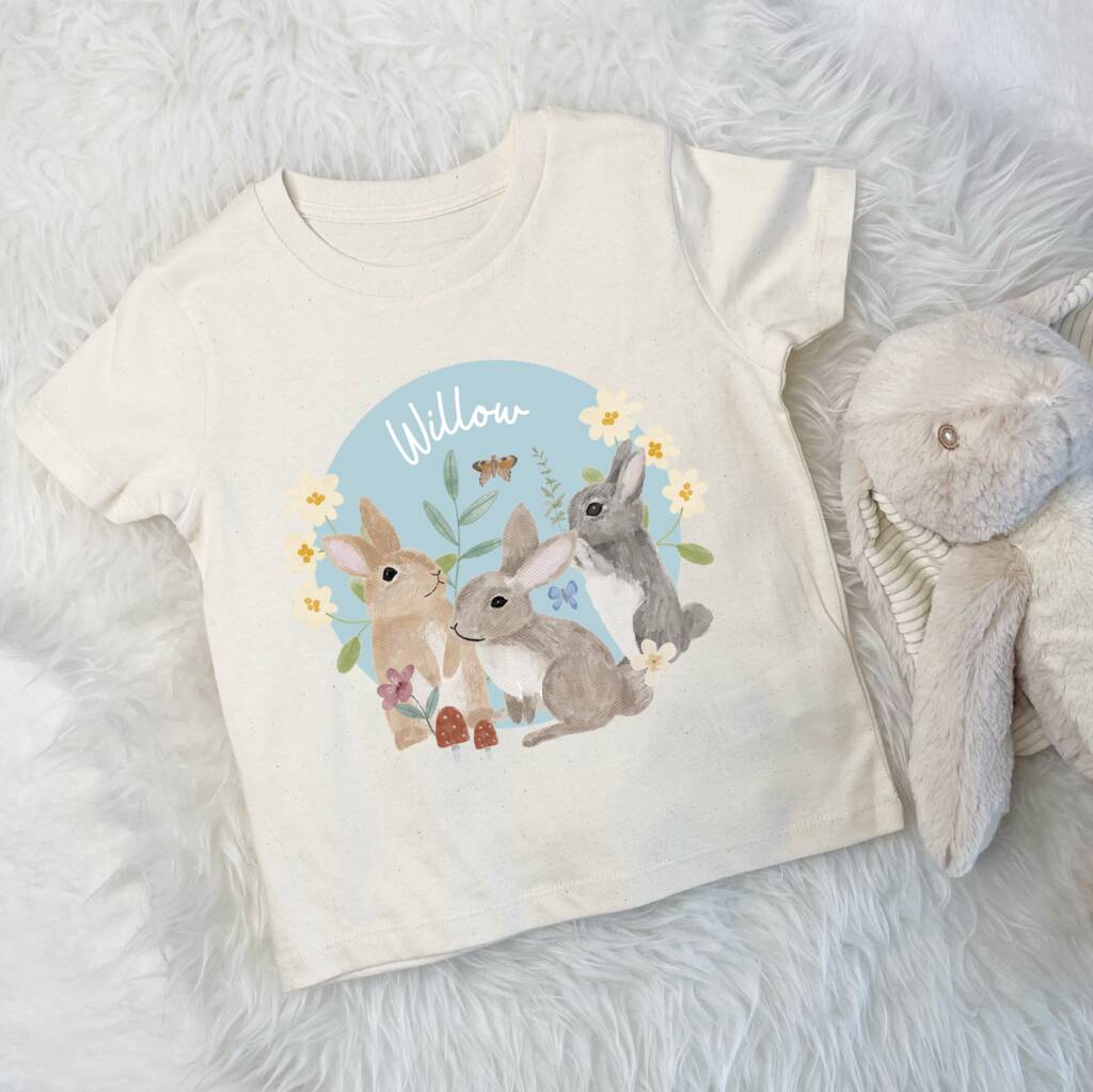 Personalised Easter Bunny Scene Egg Kids T Shirt