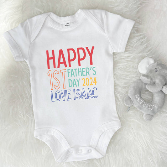 Personalised First Fathers Day Babygrow 2024