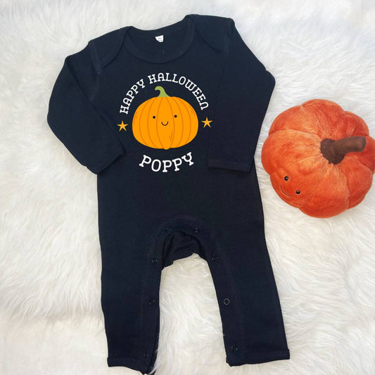 Personalised First Halloween Pumpkin Babygrow