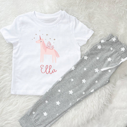 Personalised Girl's Unicorn Pyjamas