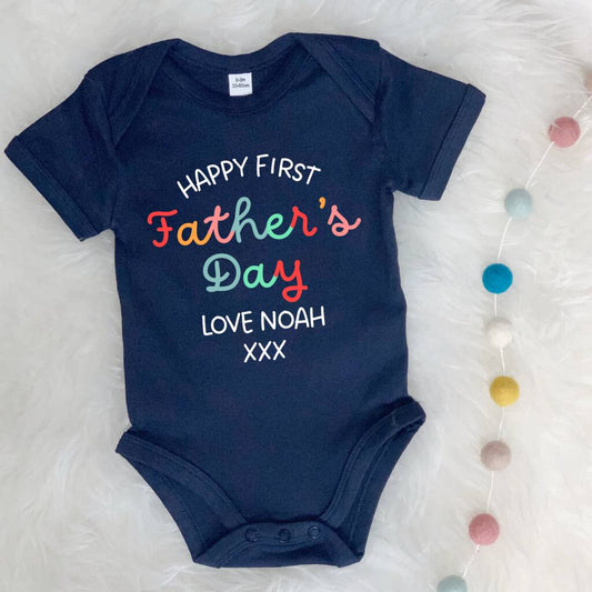 Personalised Happy First Father's Day Bright Babygrow