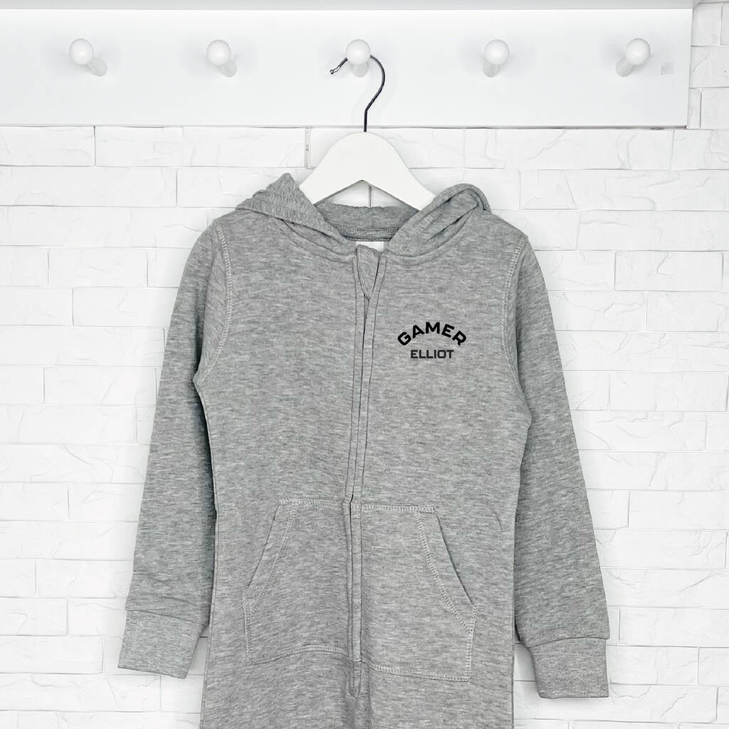 Personalised Kids Gaming Onesie In Grey