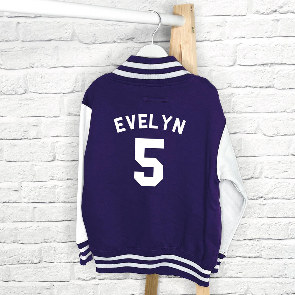 Personalised Kids Varsity Jacket With Name And Age