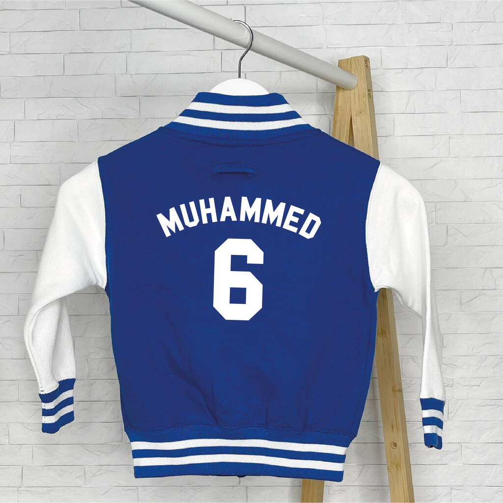 Personalised Kids Varsity Jacket With Name And Age