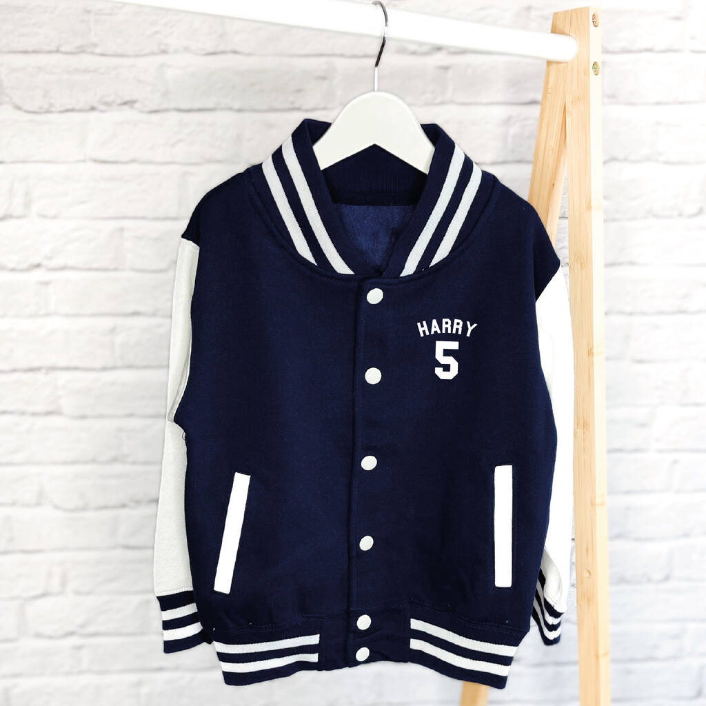 Personalised Kids Varsity Jacket With Name And Age