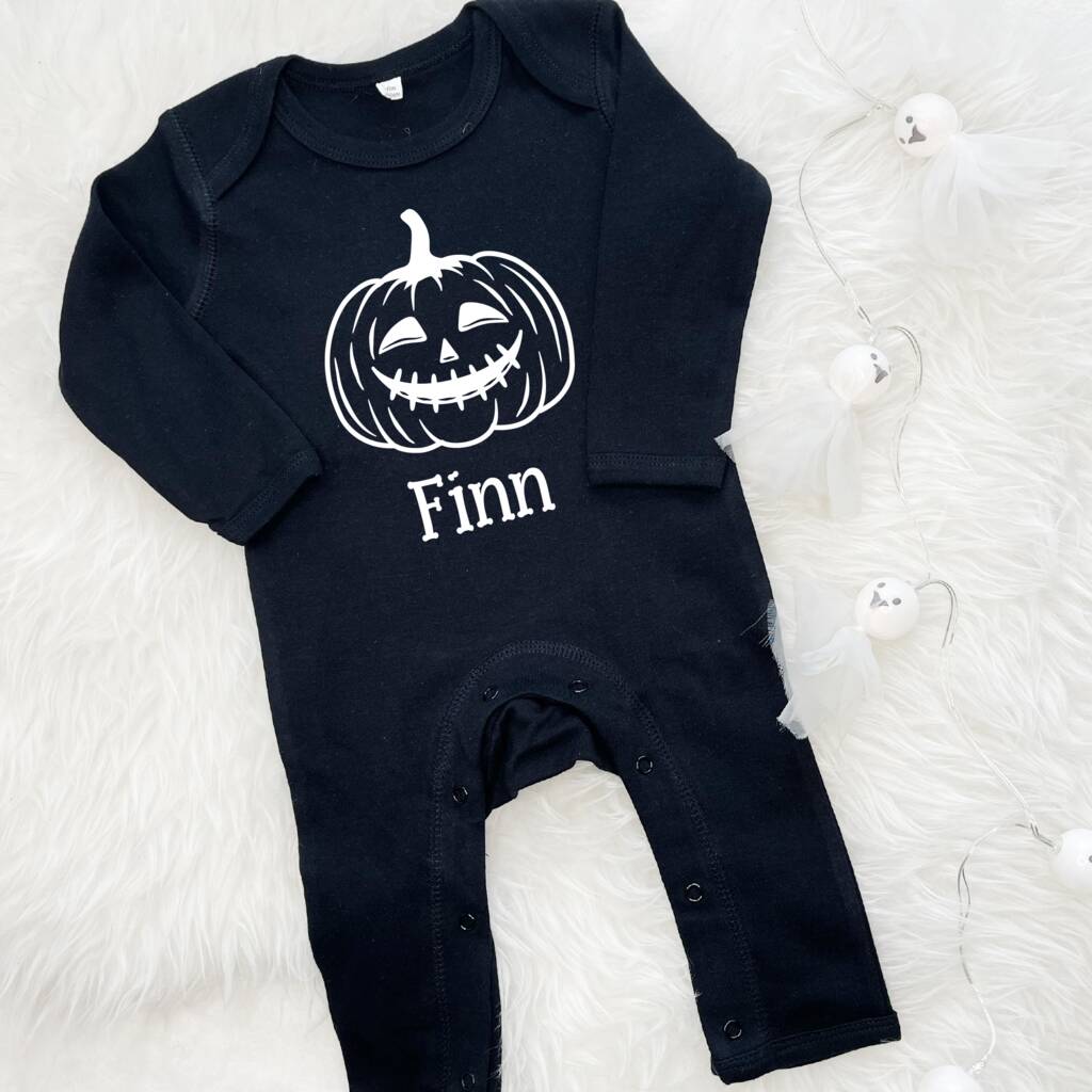 Personalised Pumpkin First Halloween Babygrow