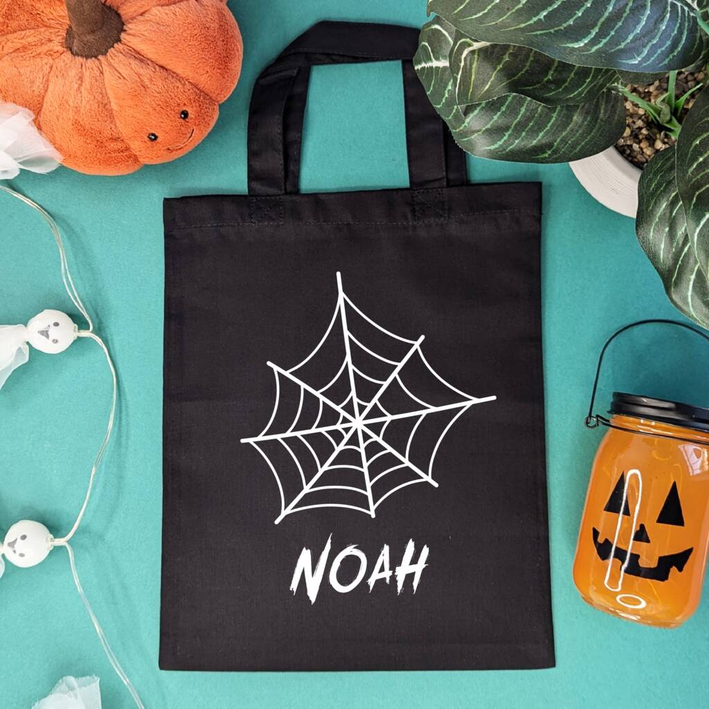 Personalised Spider Web Trick Or Treat Halloween Bag