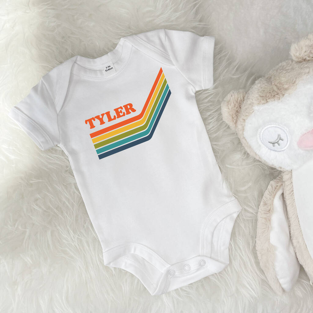 Retro Colourful Personalised Babygrow