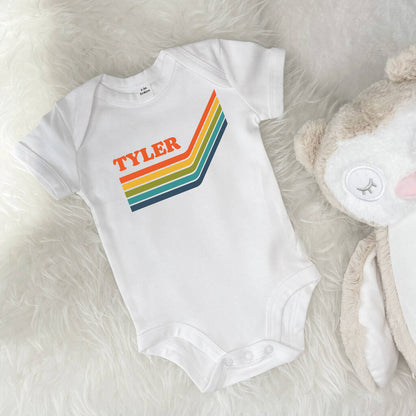 Retro Colourful Personalised Babygrow