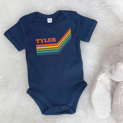 Retro Colourful Personalised Babygrow