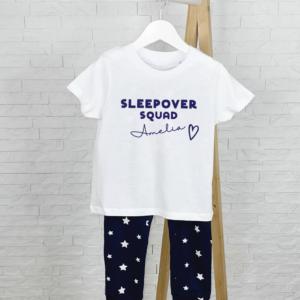 Sleepover Squad Personalised Pyjamas With Heart