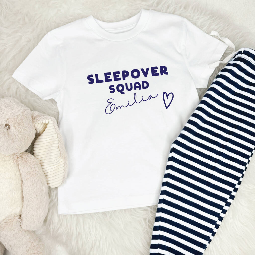 Sleepover Squad Personalised Pyjamas With Heart