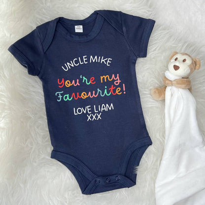 Auntie/Uncle Is My Favourite Personalised Bright Babygrow