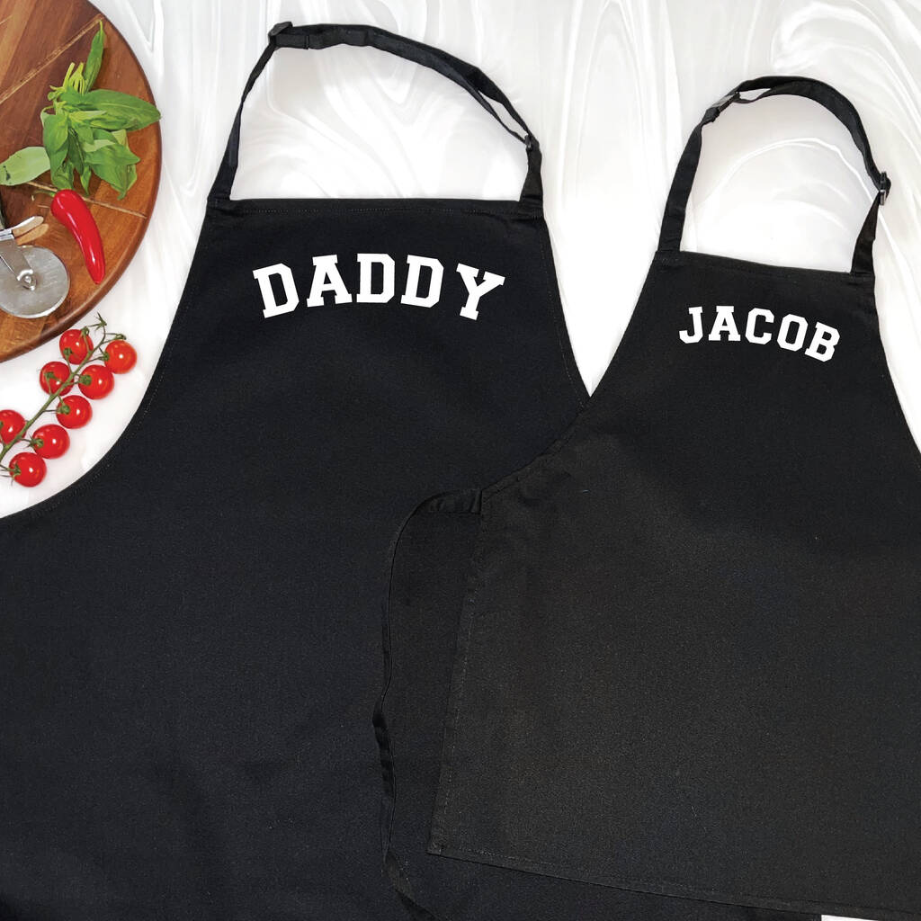 Varsity Personalised Parent And Me Apron Set