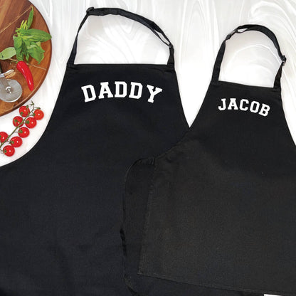 Varsity Personalised Parent And Me Apron Set