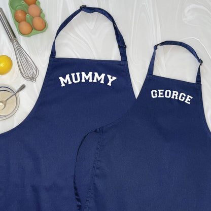 Varsity Personalised Parent And Me Apron Set