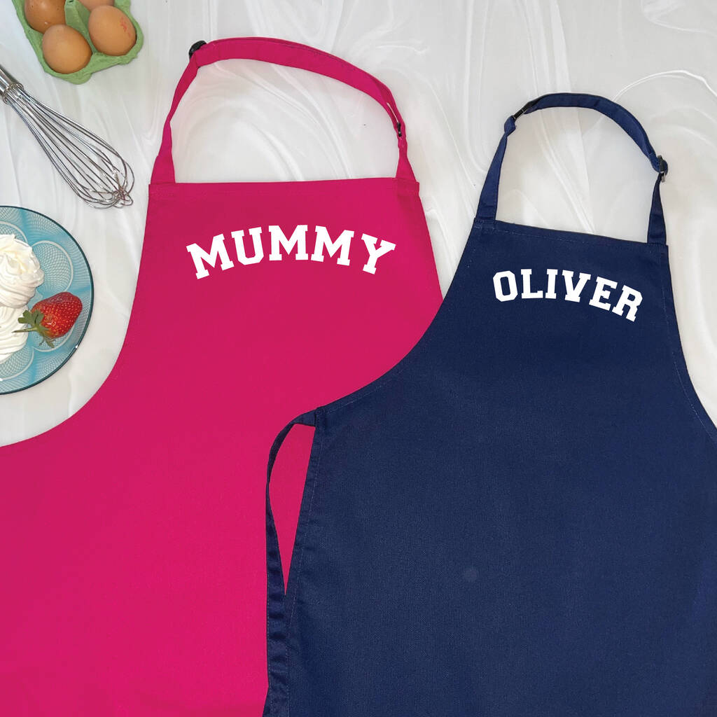 Varsity Personalised Parent And Me Apron Set