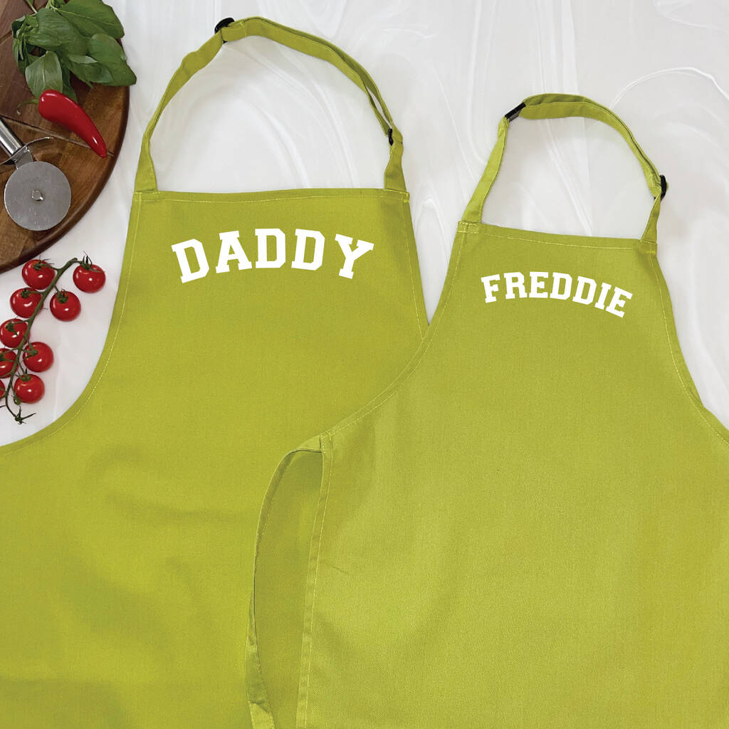 Varsity Personalised Parent And Me Apron Set