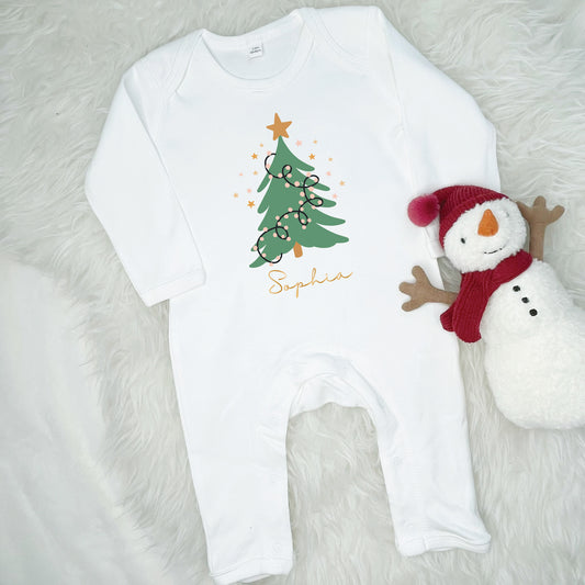 Christmas Tree Personalised Christmas Baby Outfit