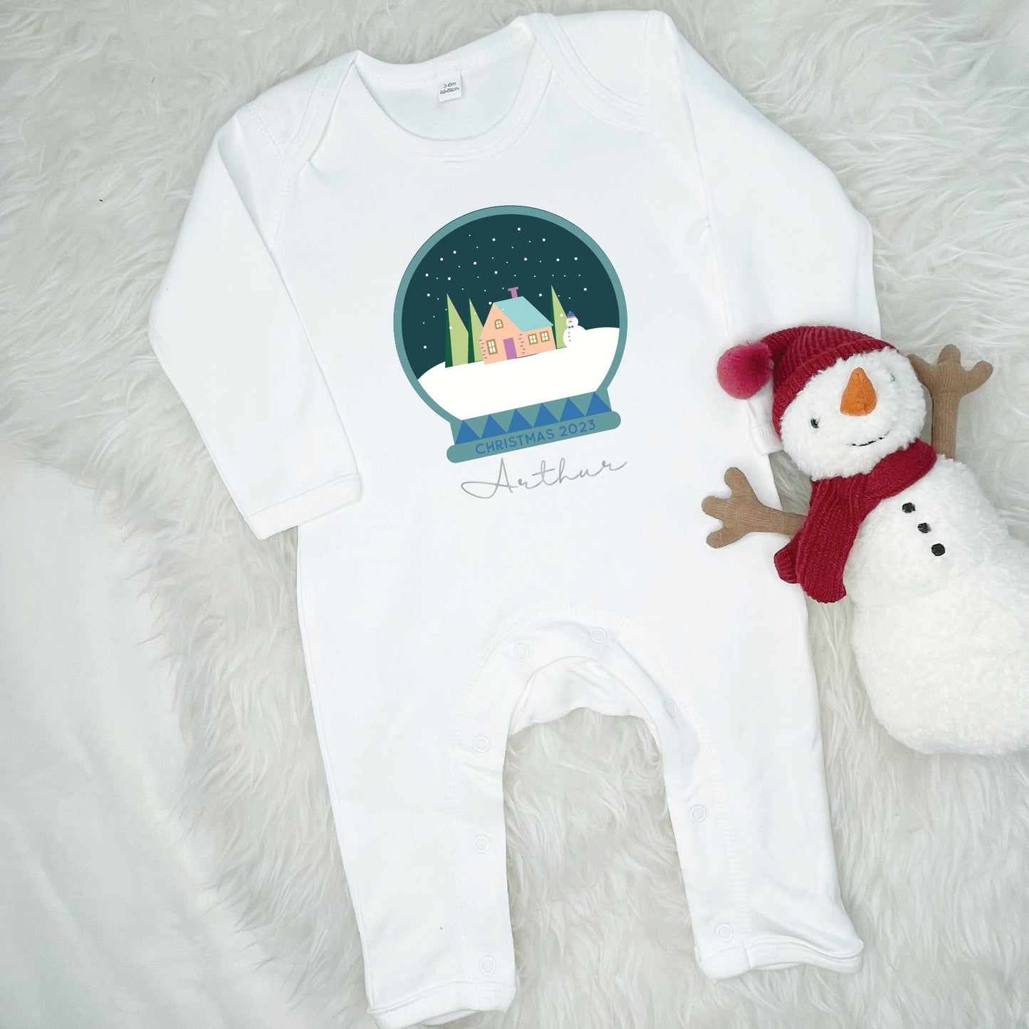 Personalised Snowglobe Christmas Rompersuit