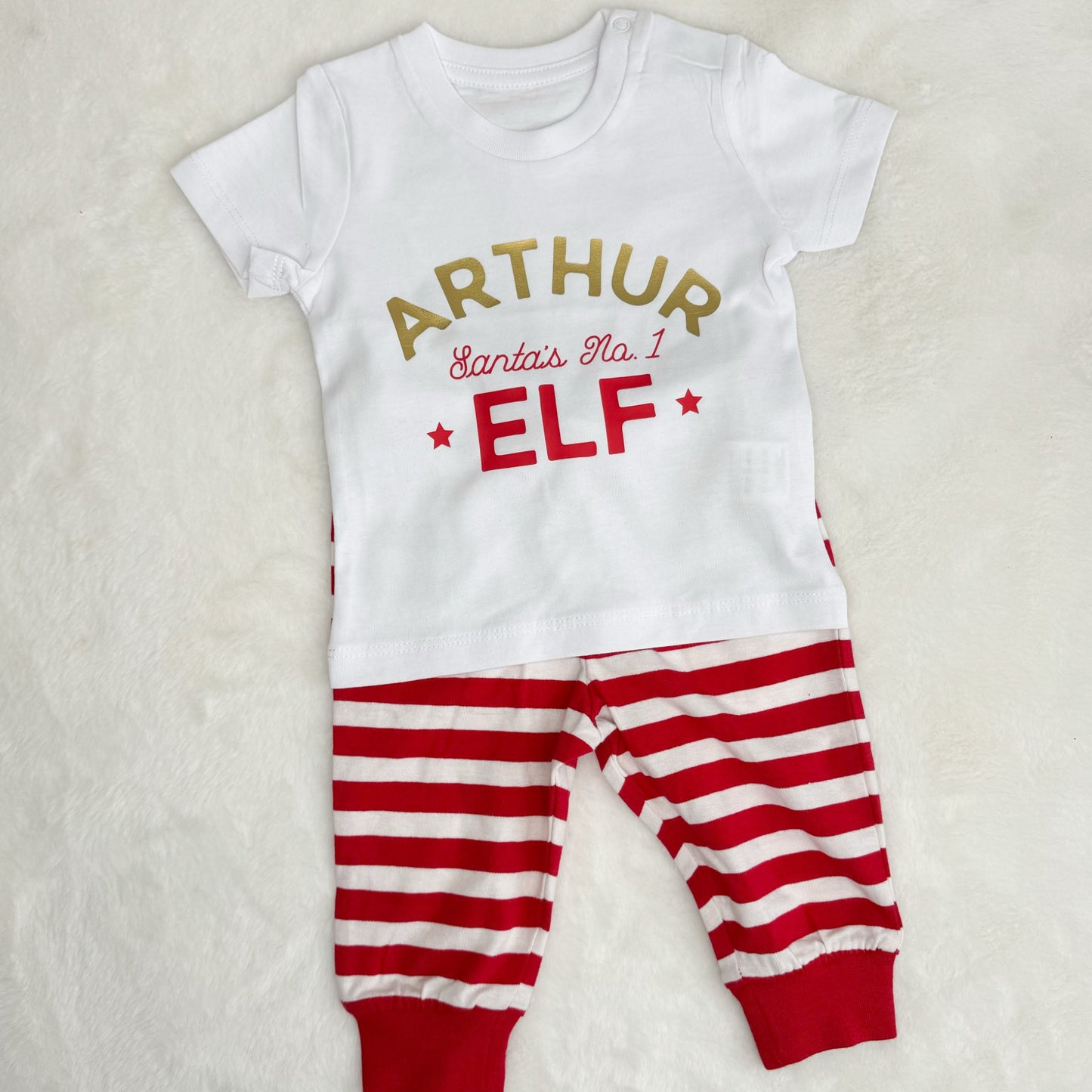 Personalised Childs Elf Christmas Pyjamas