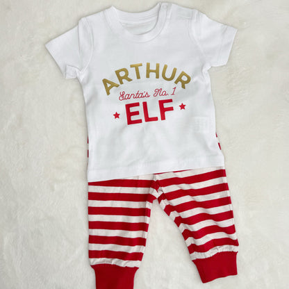 Personalised Childs Elf Christmas Pyjamas