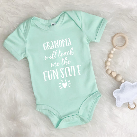 Grandma… Will Teach Me The Fun Stuff Babygrow - Lovetree Design